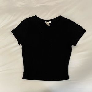 Ribbed Black Crop Top